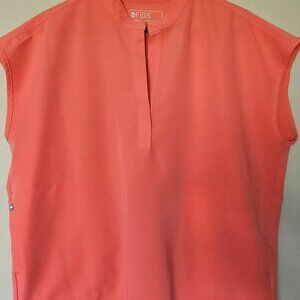 Figs Rafaela Oversized Scrub Top- Hot Coral Large